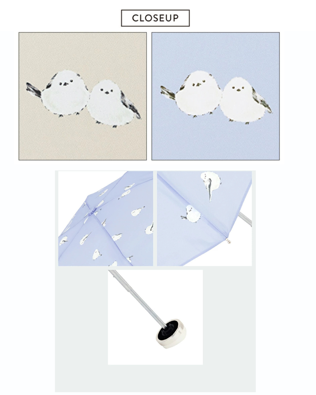 日本代購【 2026新商品 日本直送 because 毛茸茸小鳥 圖案 晴雨兼用雨傘| 傘袋可變手挽袋| Fluffy Bird Design Rain & Sun Umbrella 】