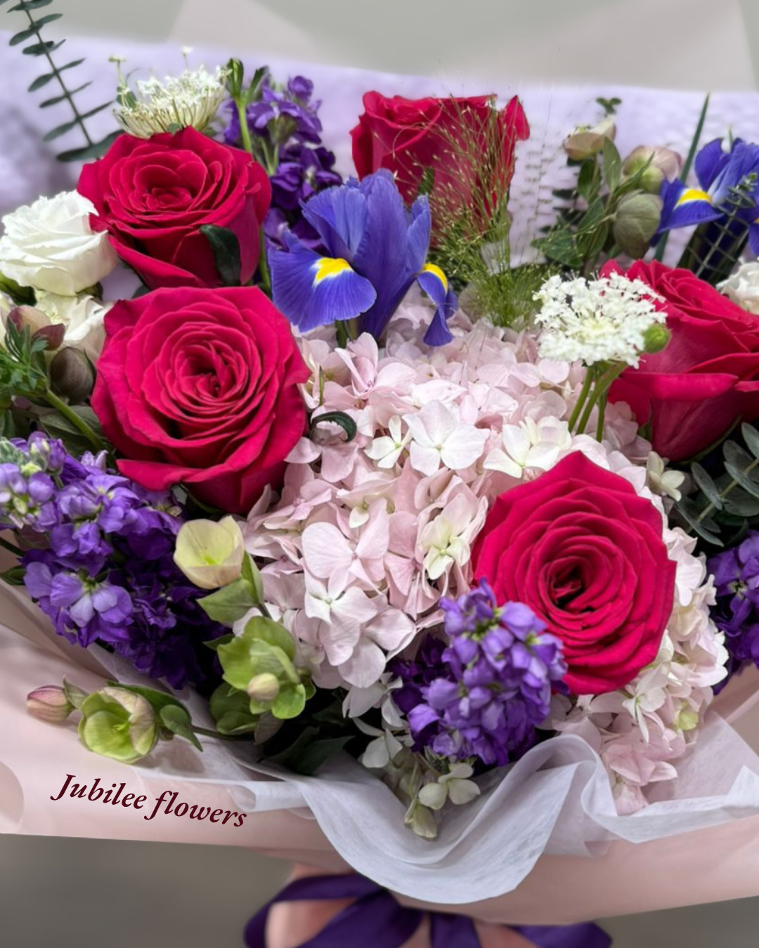 粉繡球 紅玫瑰 花束