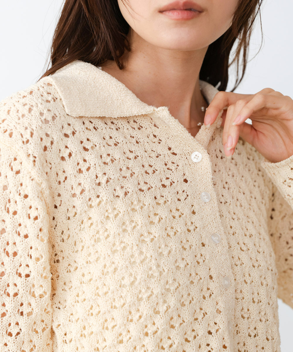 <JP> 編織鏤空薄紗cardigan * 2色入 <預購>