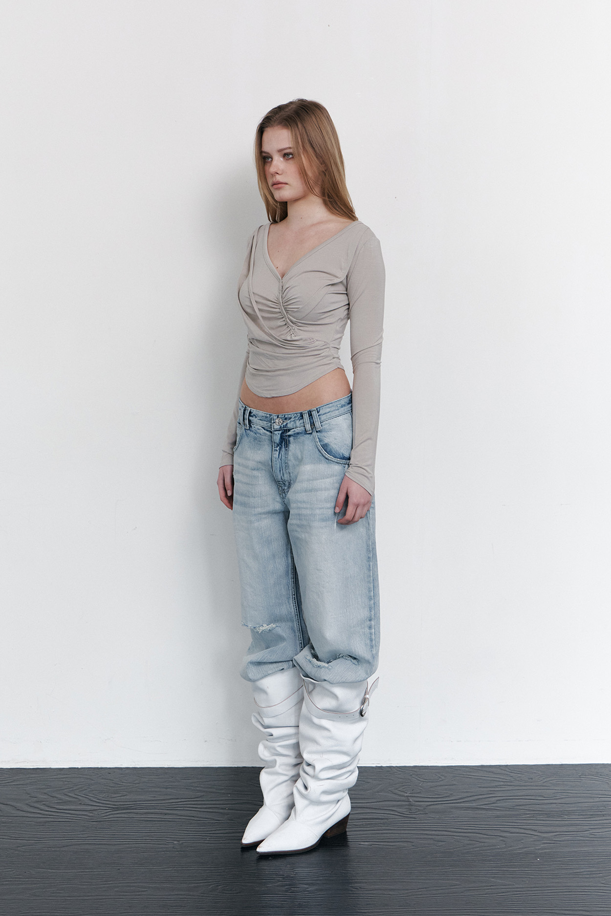 pleaseNOFOLLOW - Deba Long Sleeve Top (Silver Grey)