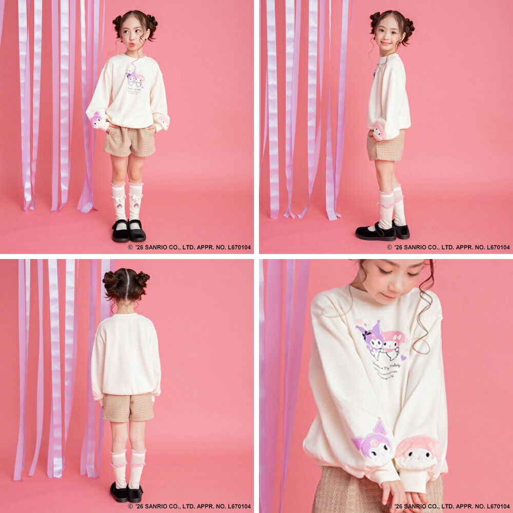 🆕【⭐訂購⭐】🇯🇵日本直送 🌀#Melody n #Kuromi 刺繡圖案 貼花袖口 泡泡袖衛衣[2款選] 🌀 [ELJA-0163][261119]
