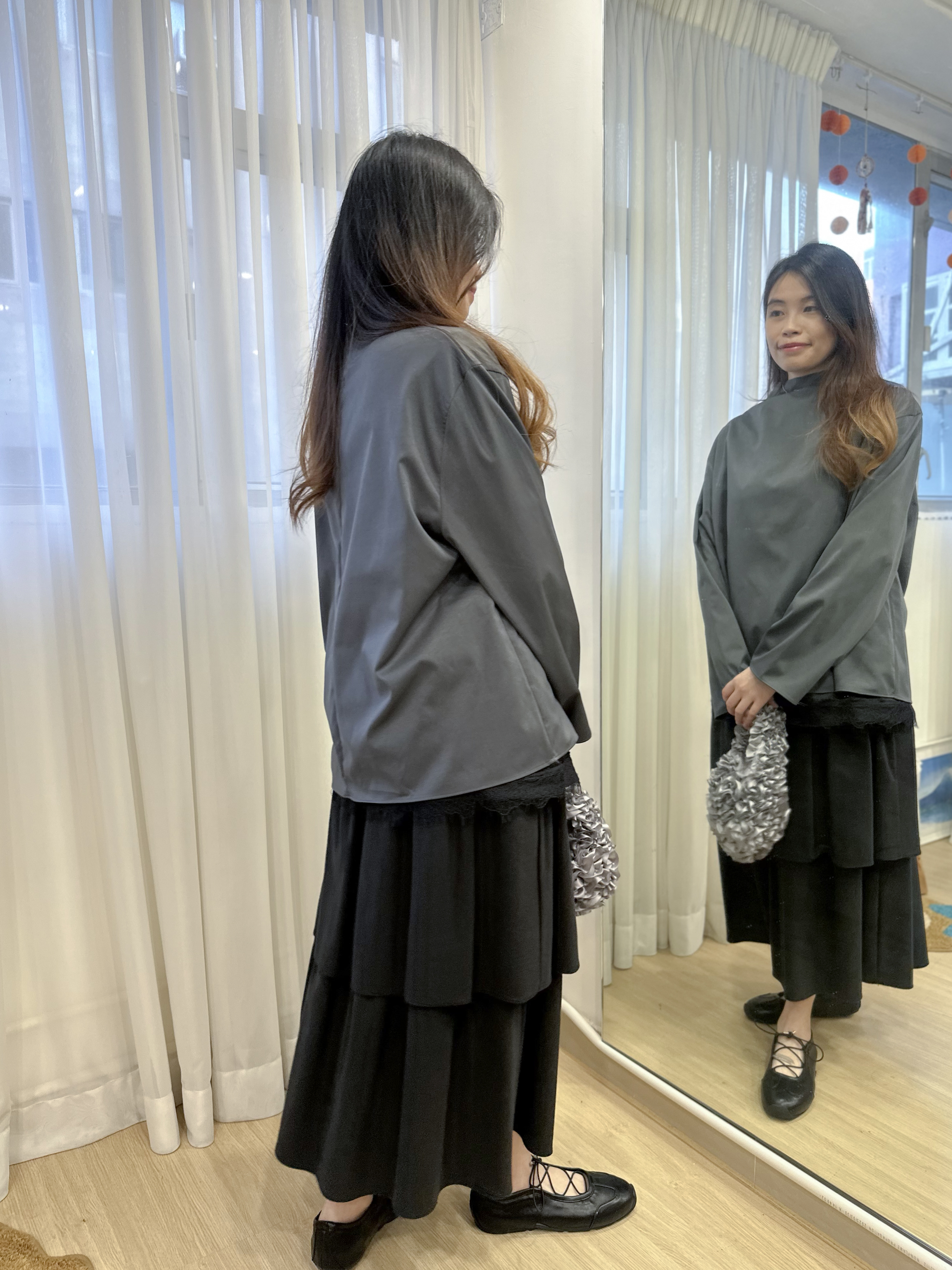 低調乾淨高級感～高領闊袖襯衫 SD0003 - 灰色 Grey