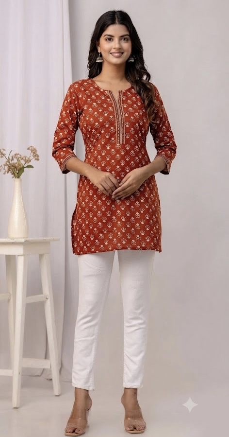 Brownish Maroon Cotton Tunic