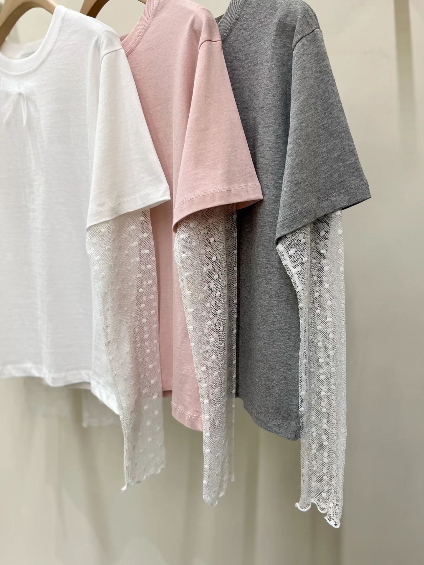 Marie 假2 件拼lace 袖Top