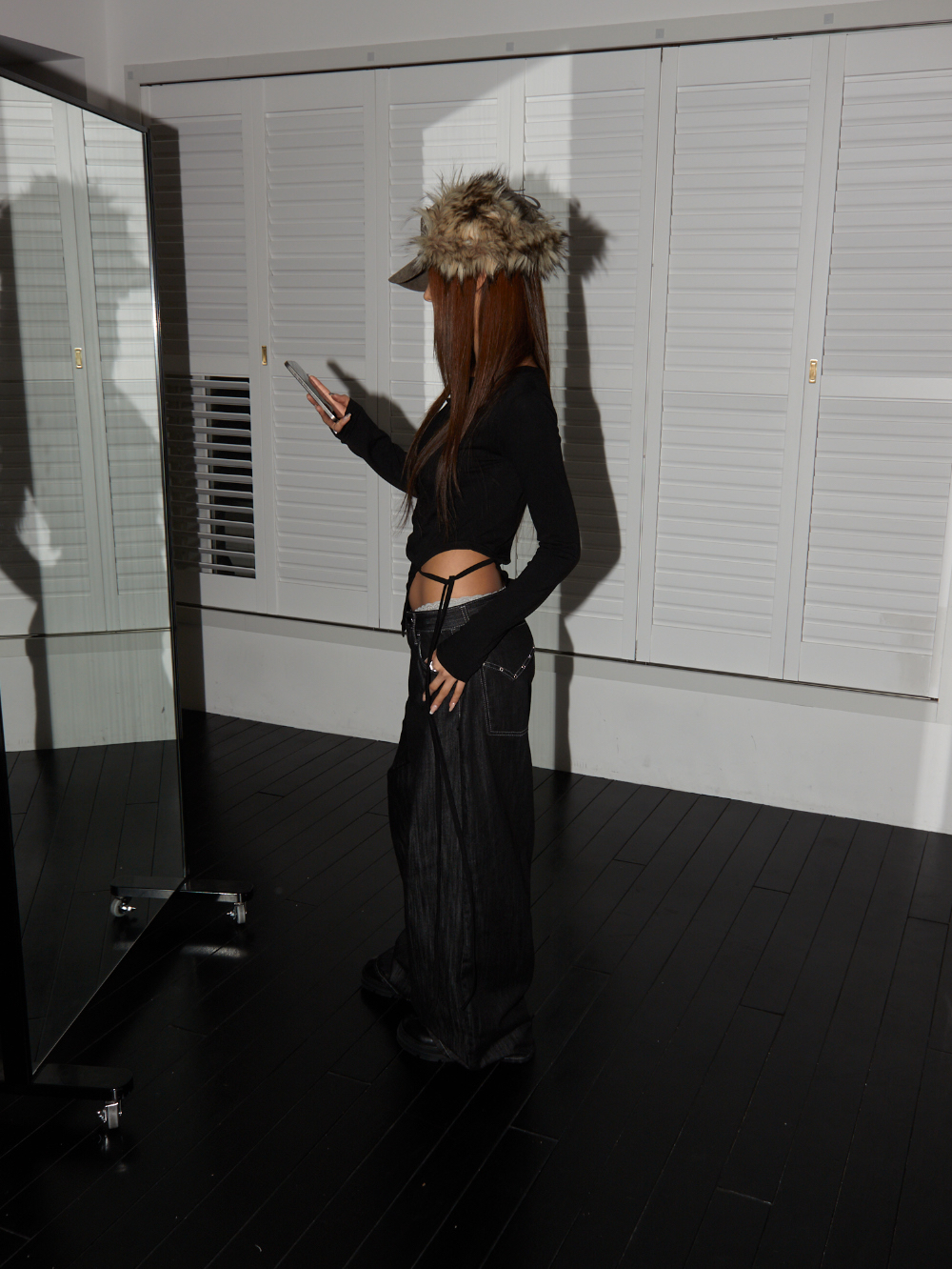 Studded Non-Fade Wide-Leg Pants