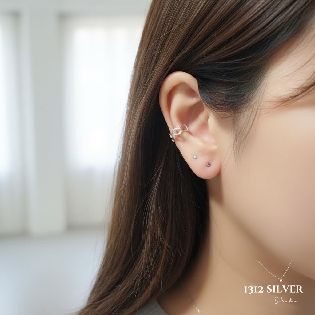 S925 - EC0005 Double Wave Ear Cuff