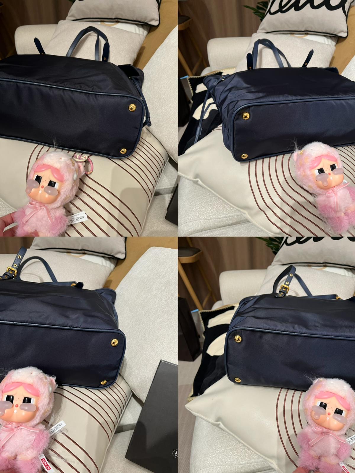 Prada Nylon Shopping Tote Bag Navy 100%Authentic, 98%New ✅ certificate 