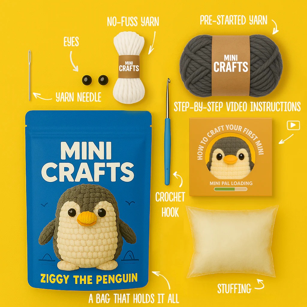 📦訂購 美國代購 Mini Crafts Ziggy The Penguin Crochet Kit DIY 企鵝針編織裝飾套裝 