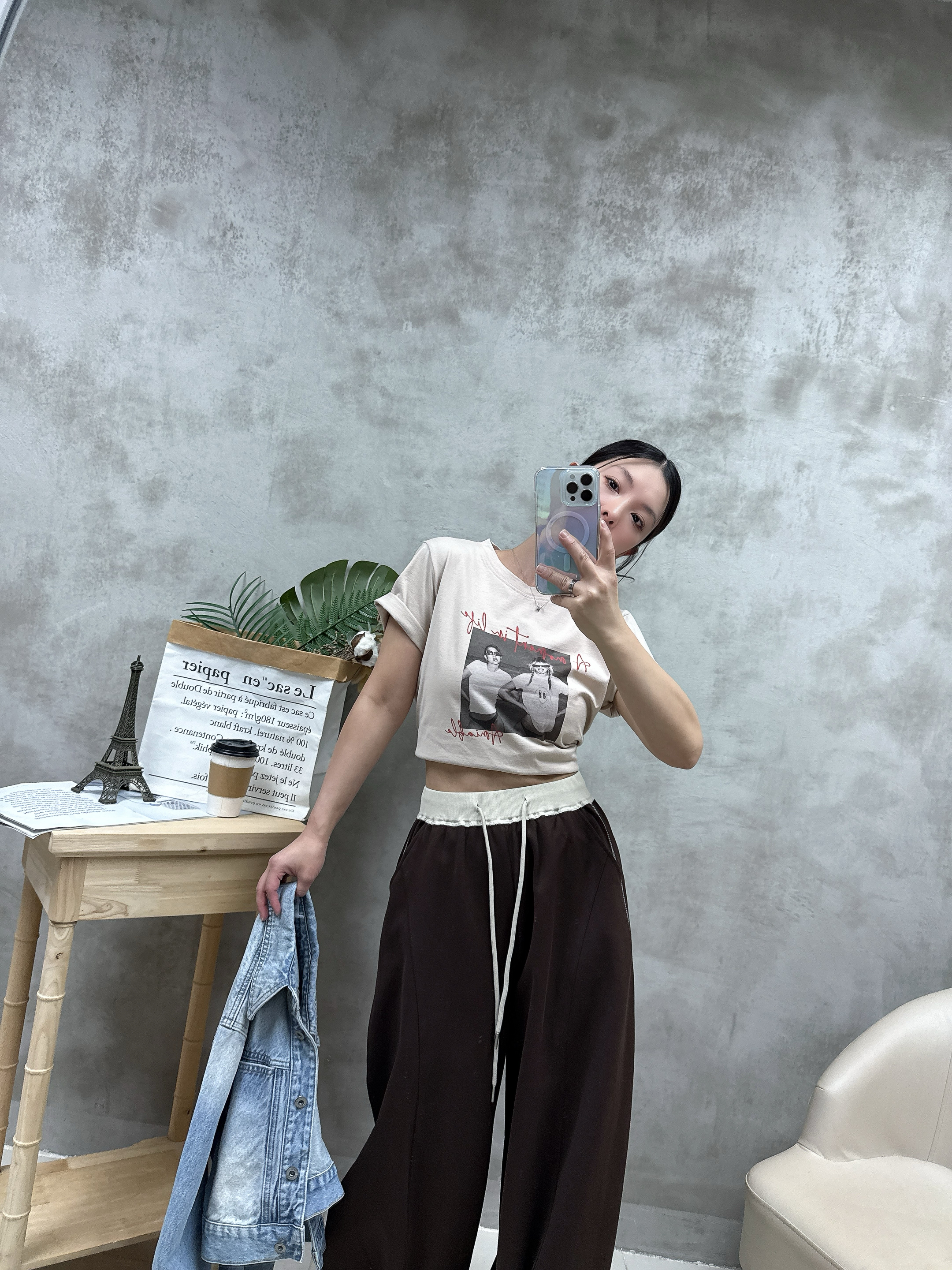 A14洗水print Tee