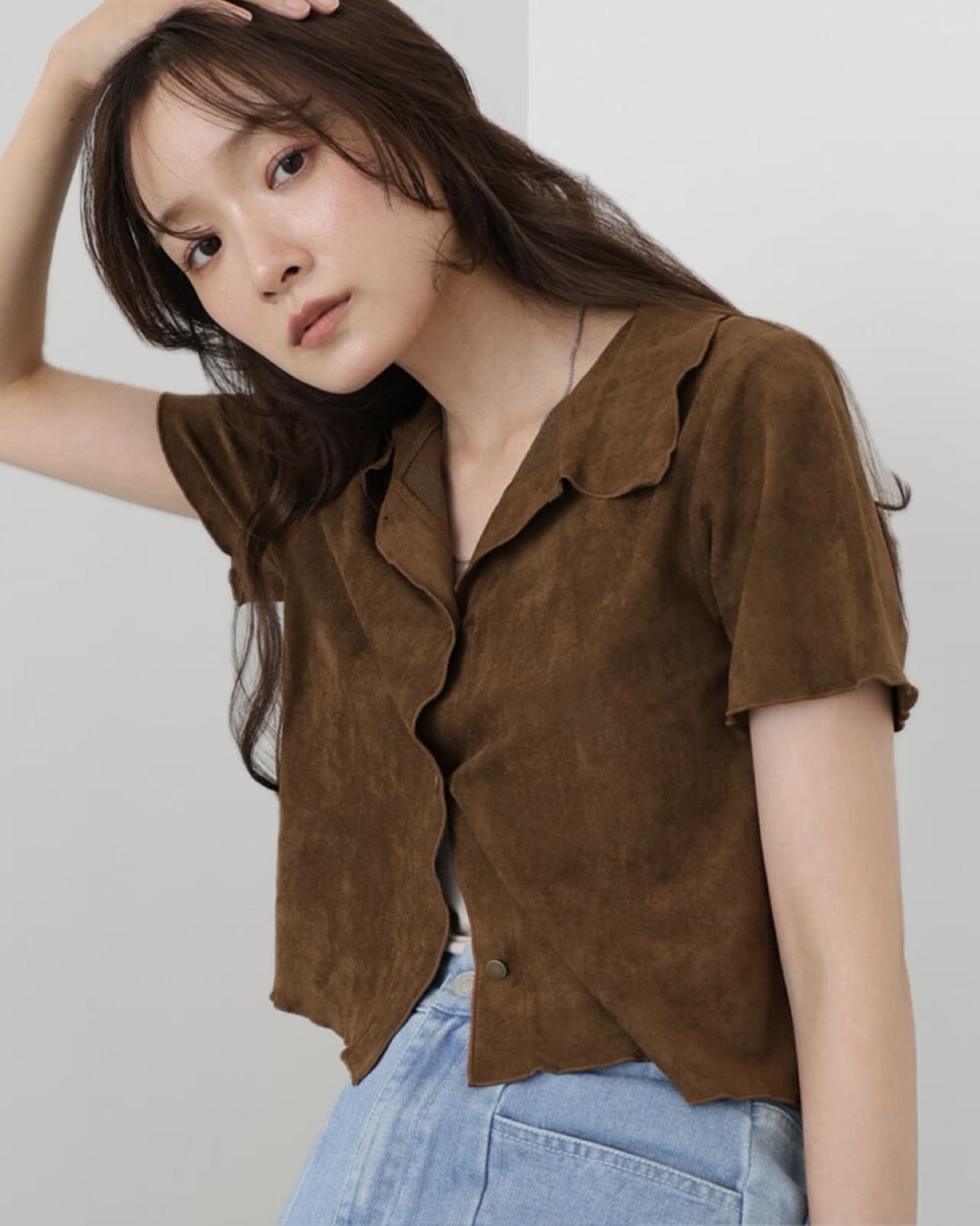 輕薄麂皮短袖襯衫【JT024】