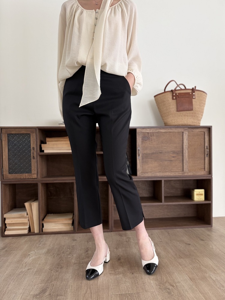 Minimal Tapered Ankle Pants (Black)