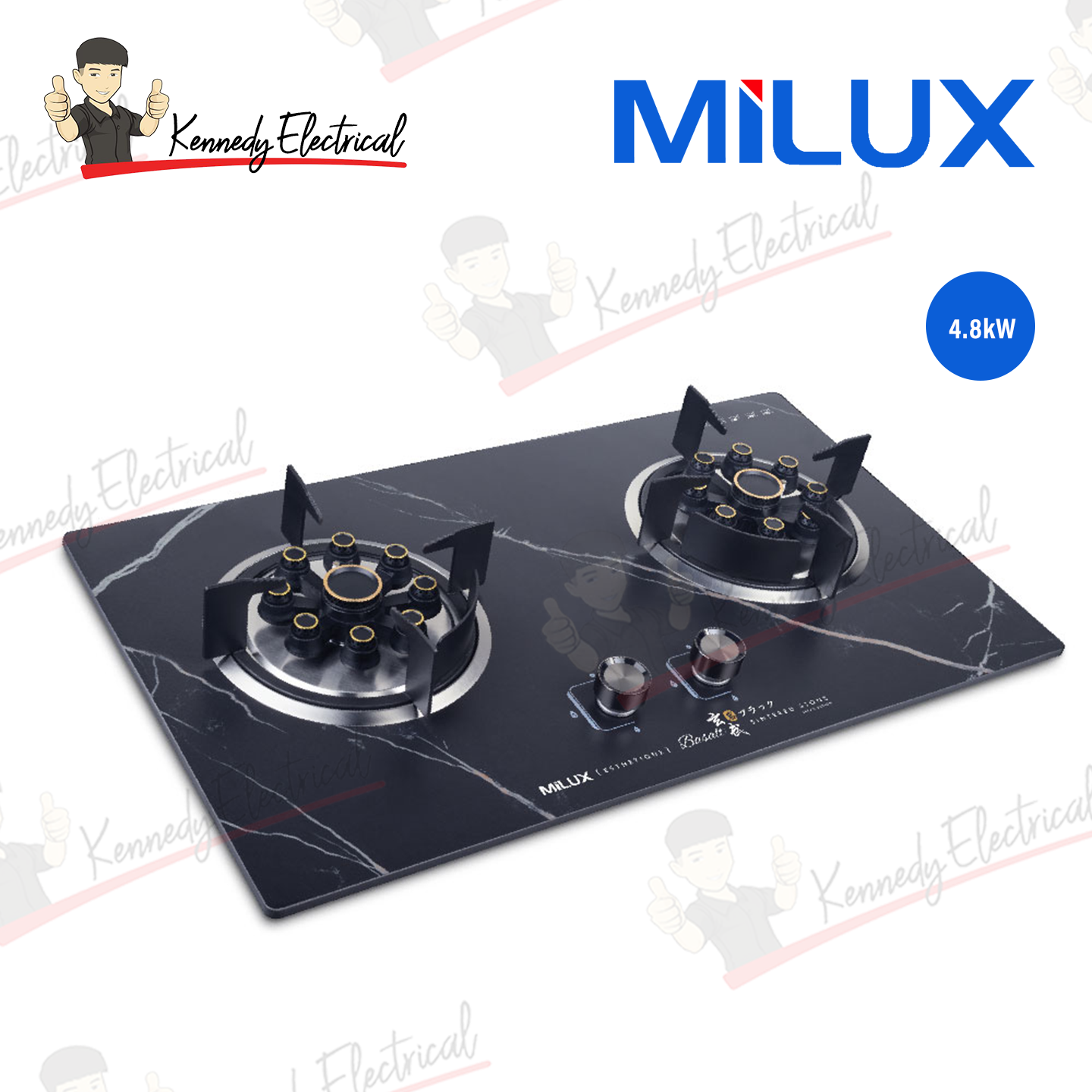 Milux 4.8kW Sintered Stone Built-in Hob Black (MGH-C699F-B)