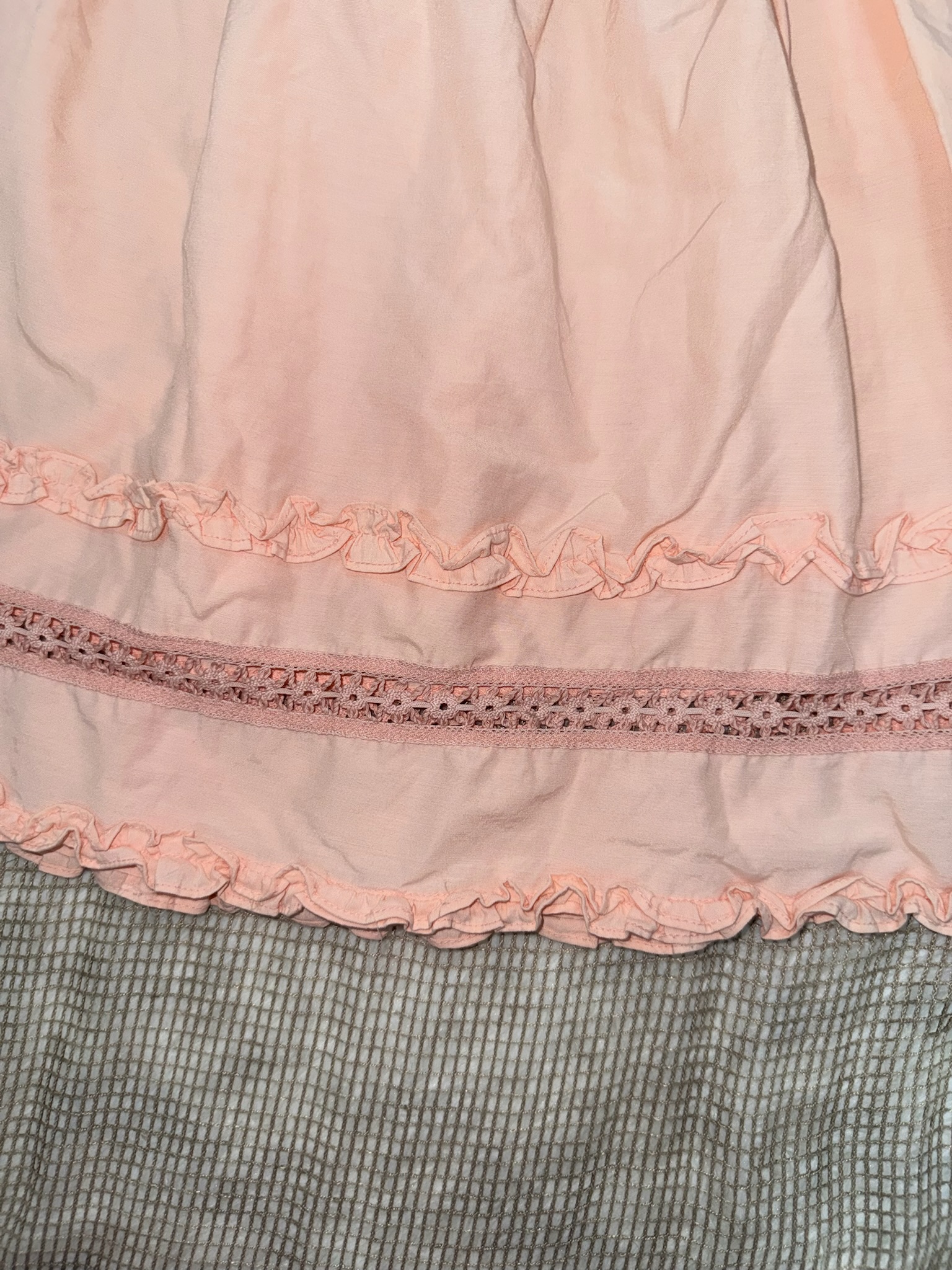 Pink A-Line Ruffled Cotton Skirt