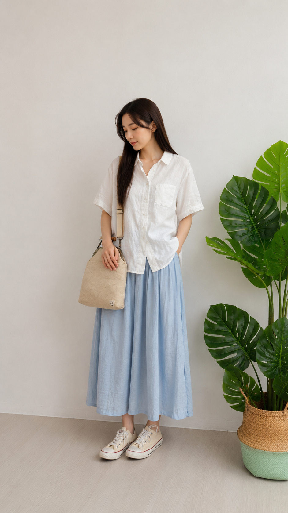 亚麻系松弛宽松阔腿裤