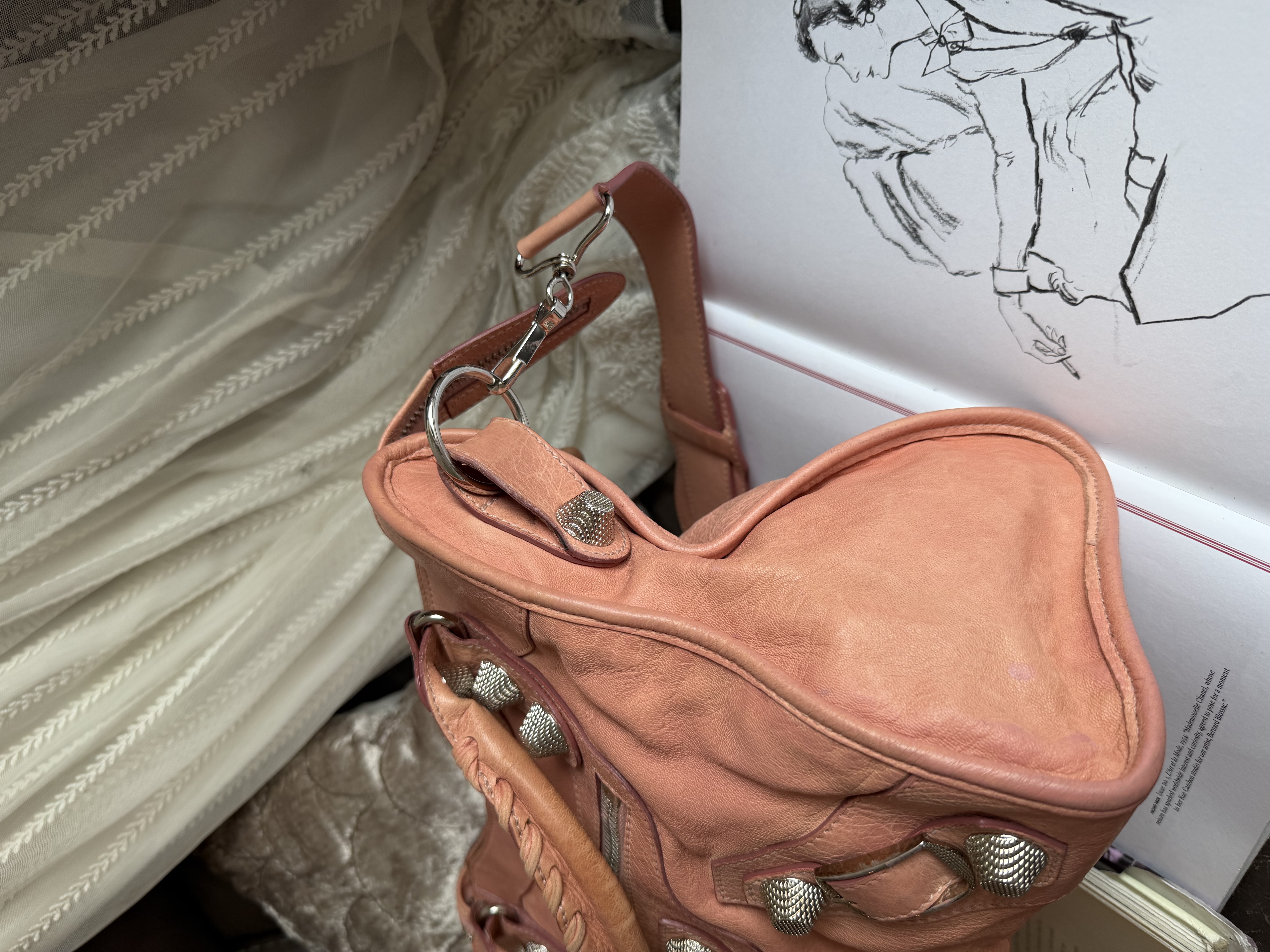 balenciaga Vieux Rose pink classic city giant 21 silver 銀大釘