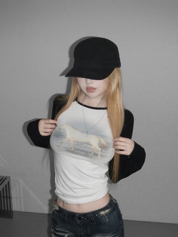 Graphic Raglan Long Sleeve Top