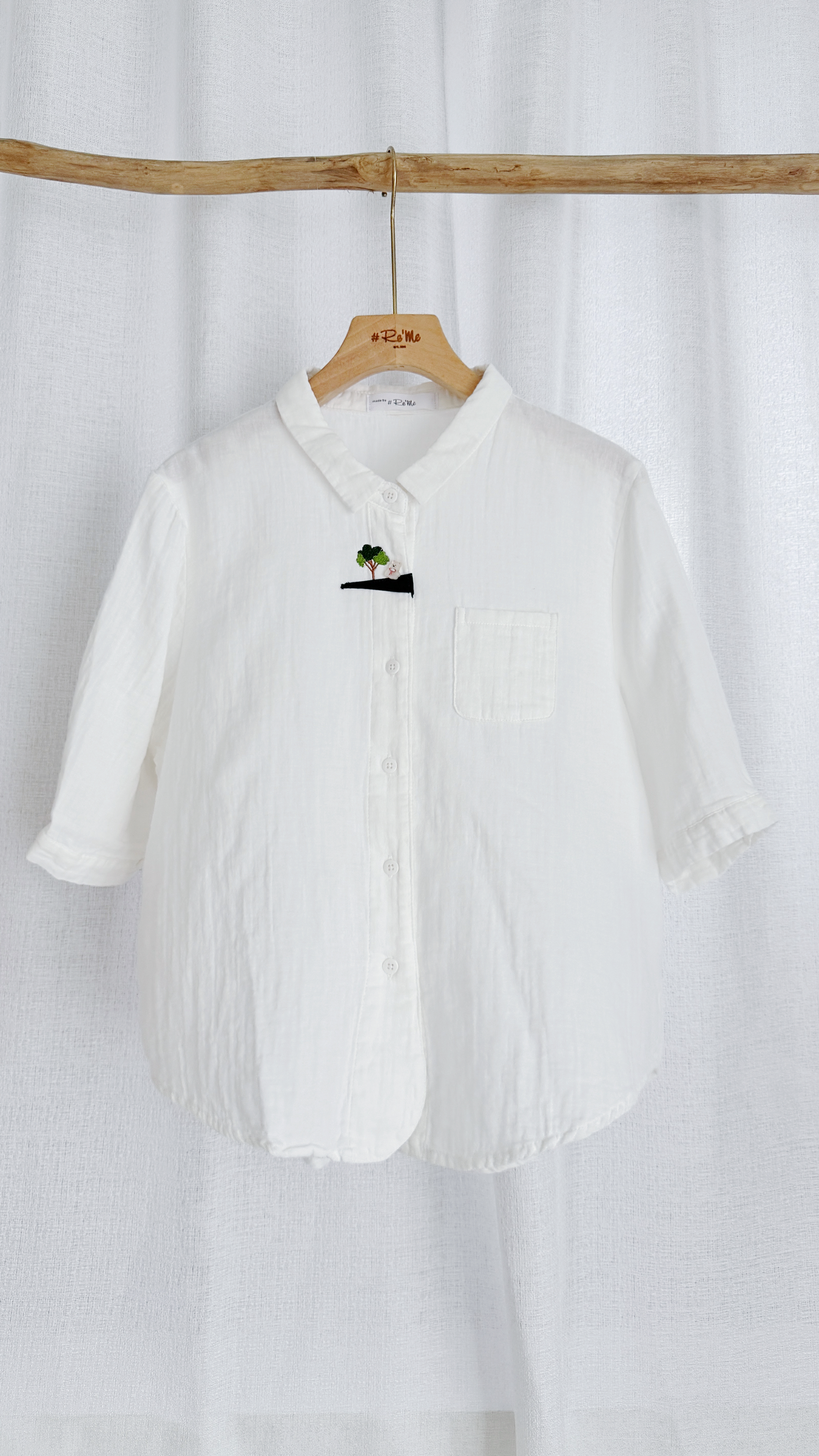 【Re‘Me Tiny Stitch 】 小白的微世界刺绣衬衫（下单后2-3天制作）