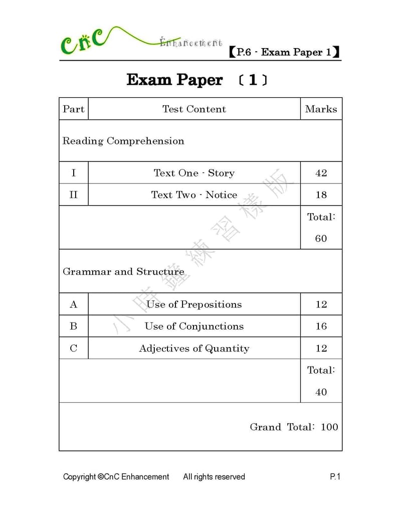模擬試卷 (六年級)