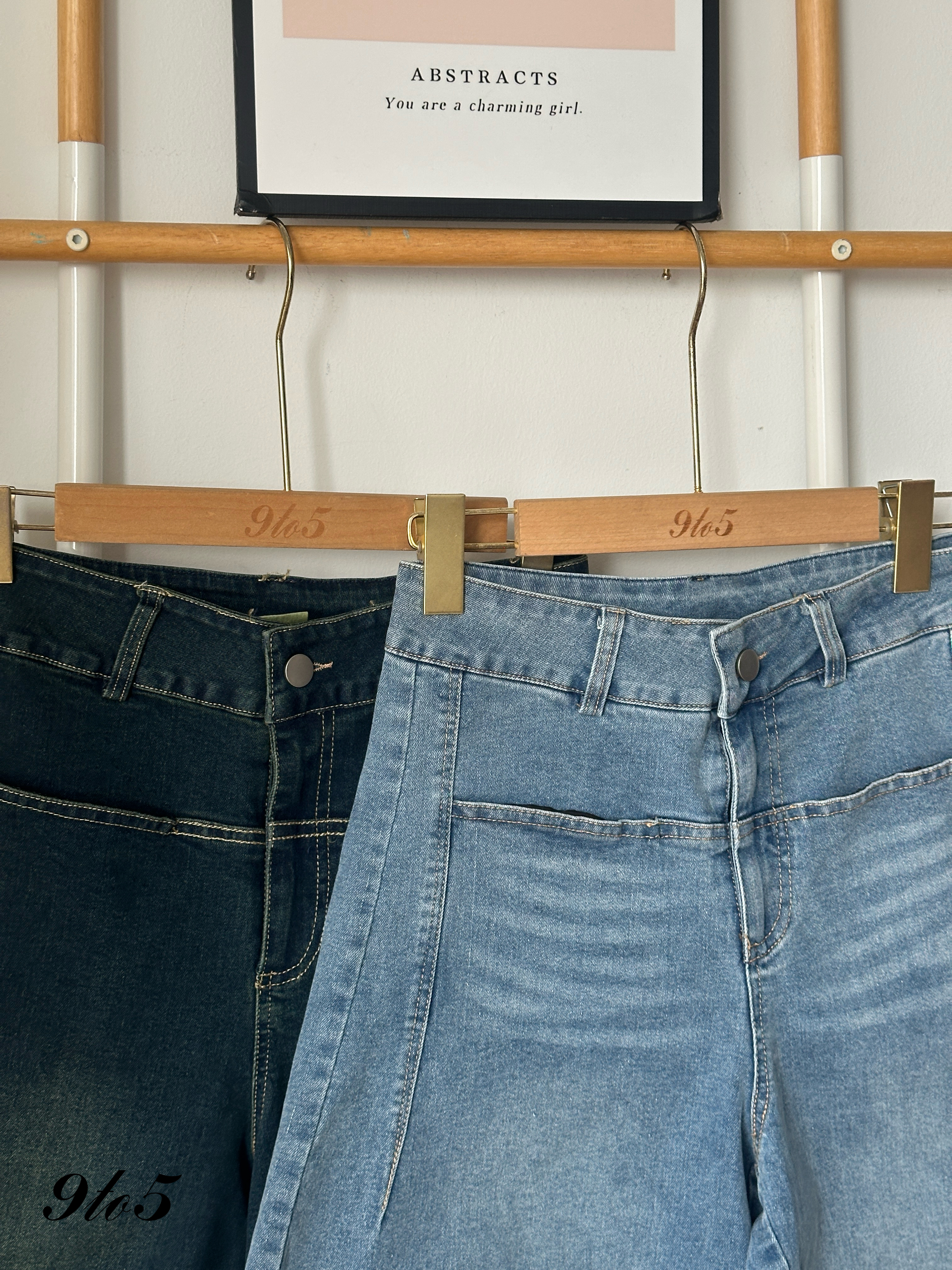 S1818 Denim Midi Pants - Light Blue & Vintage Blue