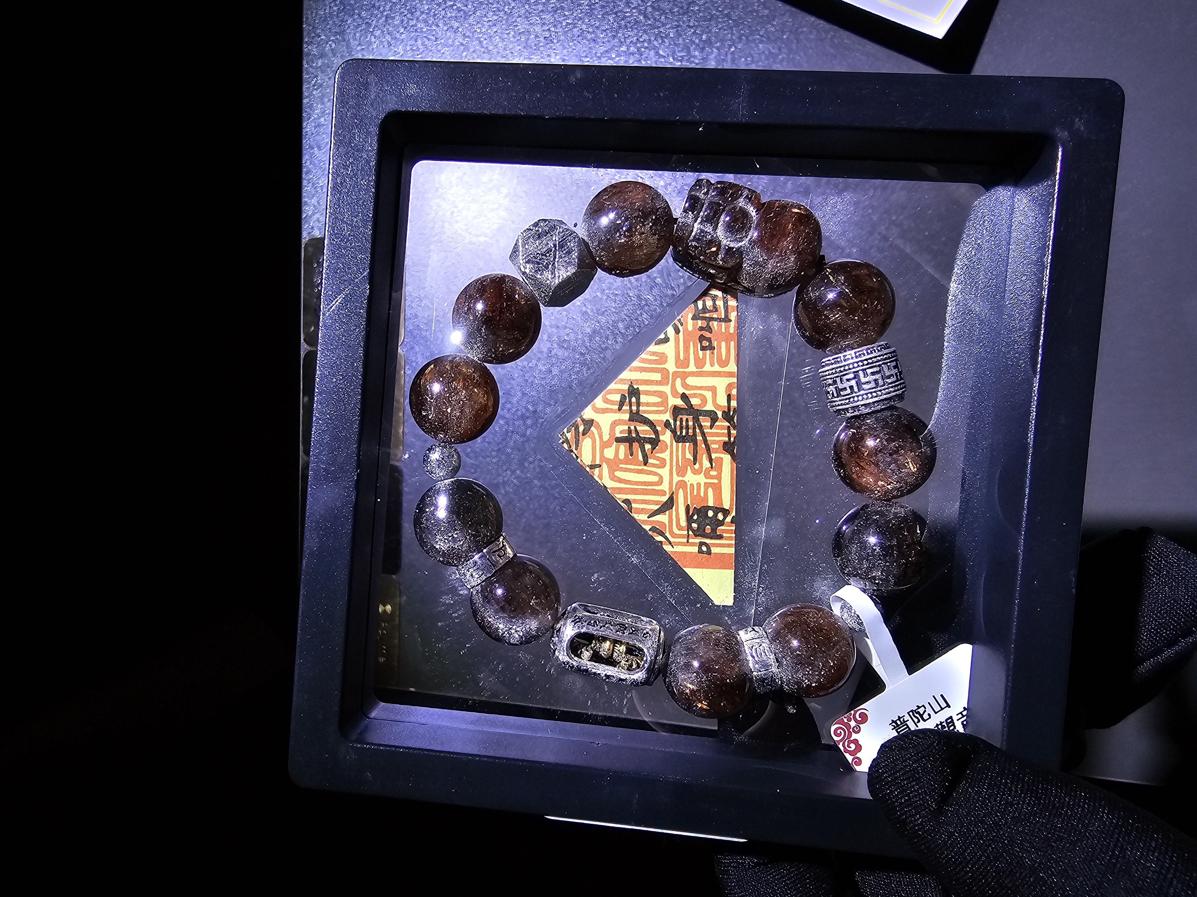 (已開光加持)(5.0) 貔貅天鐵萬字順筒珠+轉運珠黑金超7 14+mm (No.PUT765)