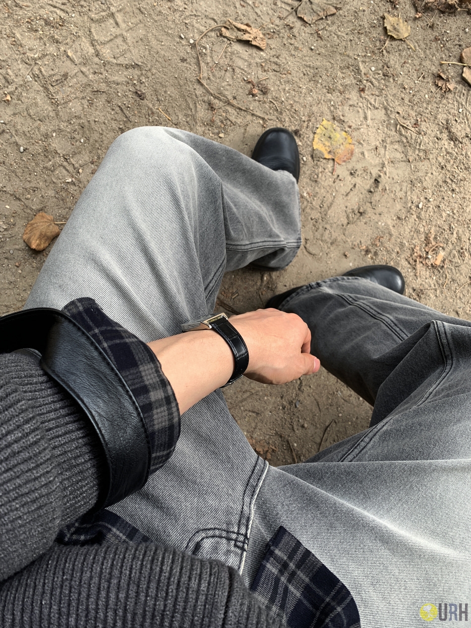 【100%保證韓國直送】復古黑藍貓鬚洗水半寬鬆直腳牛仔褲 👖 [1 color] RL114575