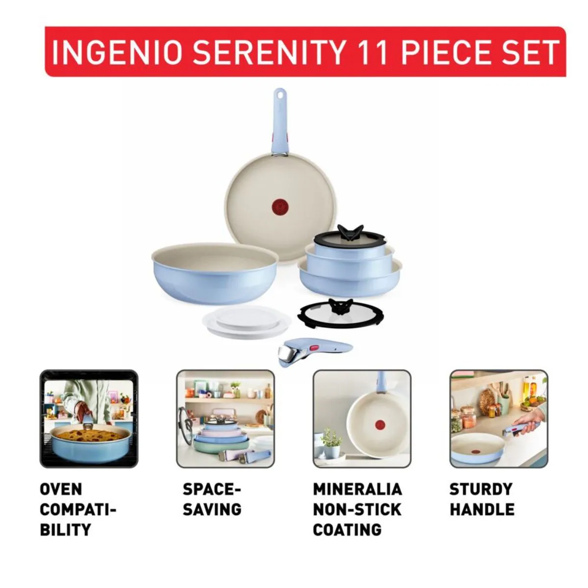 Lagostina Ingenio Serenity 靈巧疊疊廚具套裝 (天空藍) - 11件裝