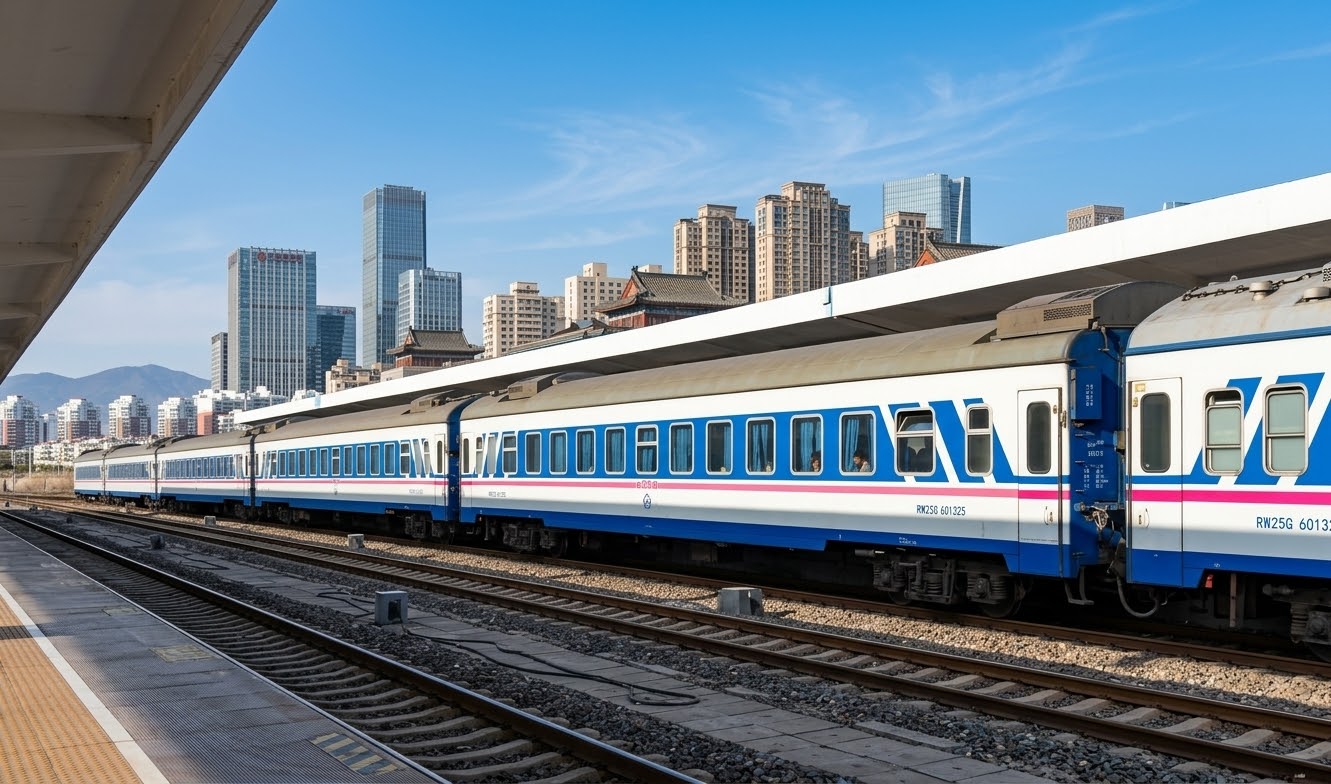 金温塗裝客運列 Kunter中國N比例兩節客車組（餐車x1軟卧x1)