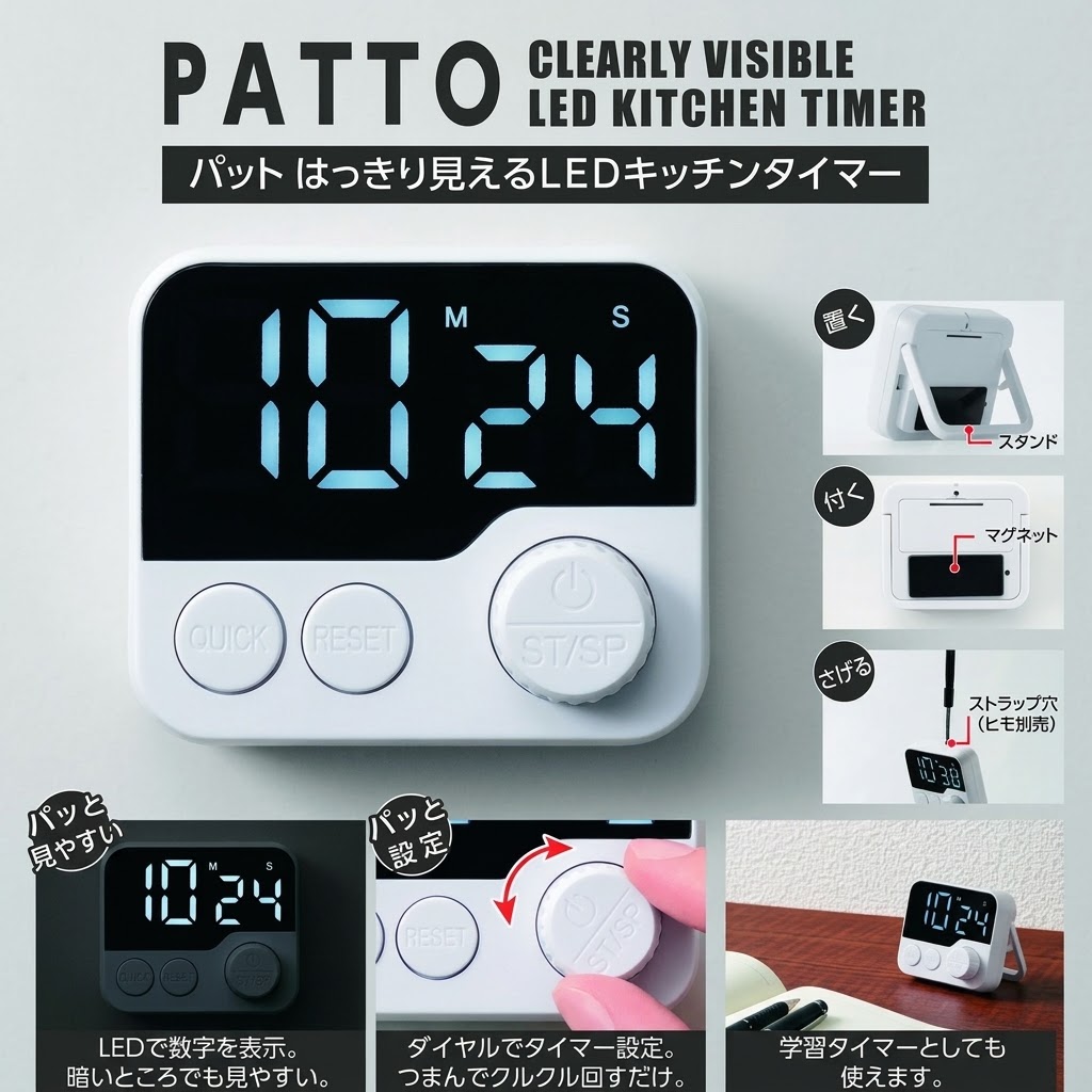 🔥🔥【日本直送《PATTO》磁吸LED 旋鈕計時器】