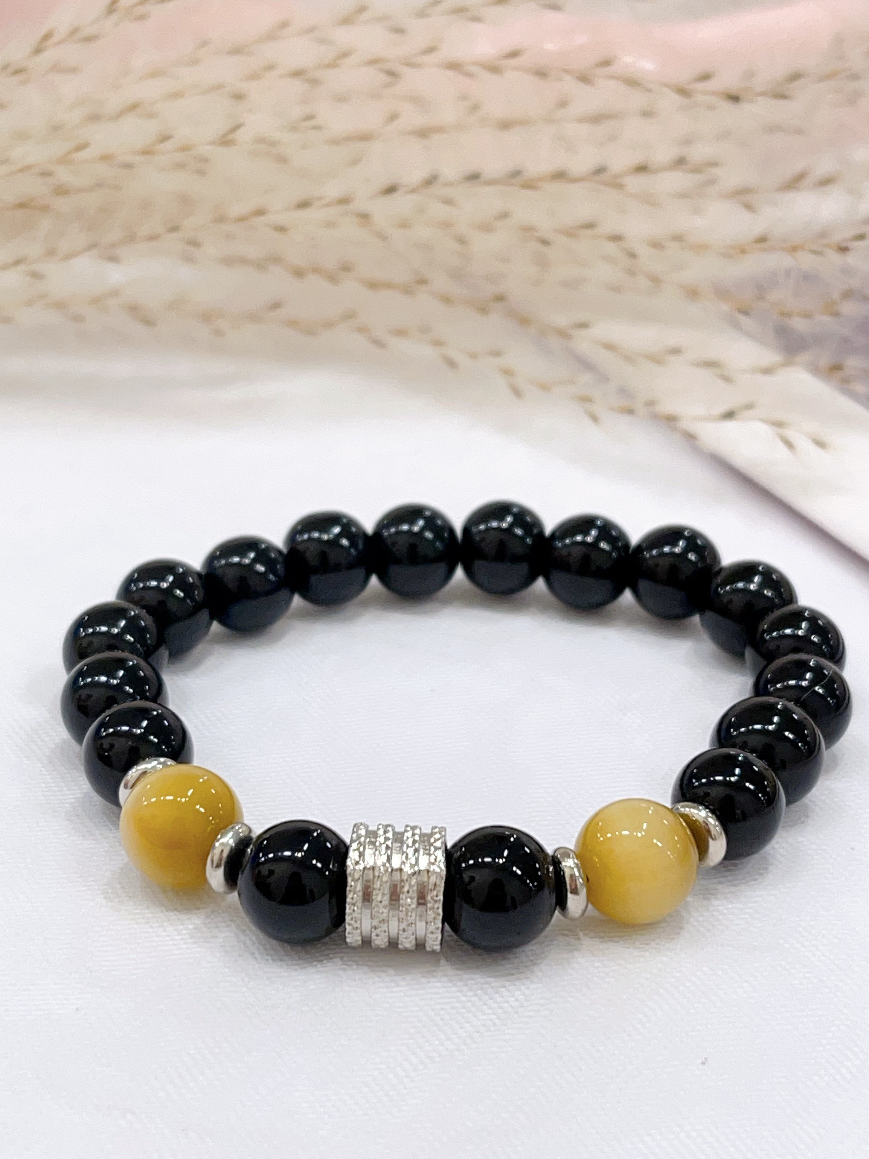🐯 金虎眼 × 黑曜石手串 Golden Tiger Eye & Obsidian | 10mm