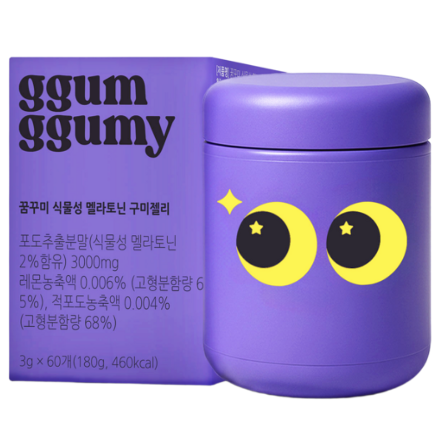 失眠救星｜韓國 GGUMGGUMY 無糖 植物性褪黑素 睡眠軟糖 60粒/盒｜Melatonin Gummies