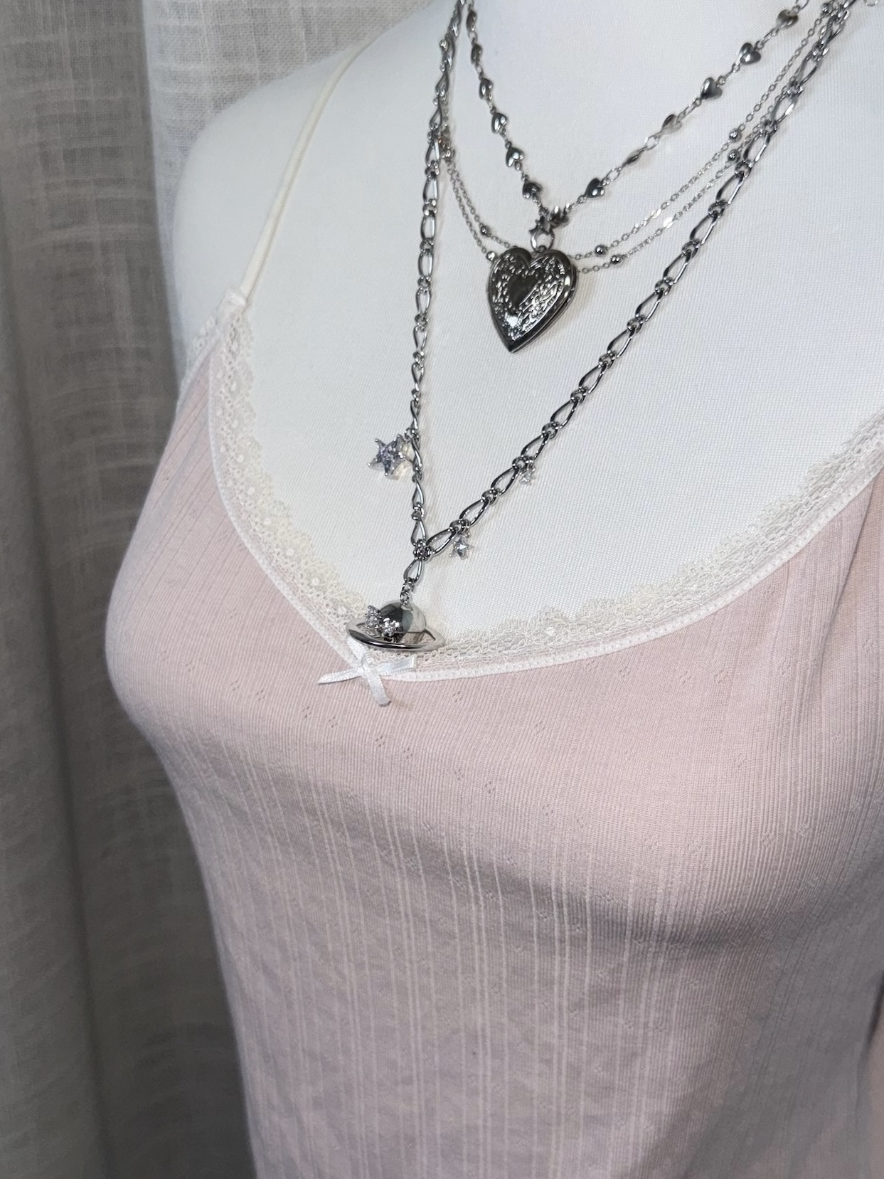 [On Sale]V-Neck Lace-Trim Ribbed Cami