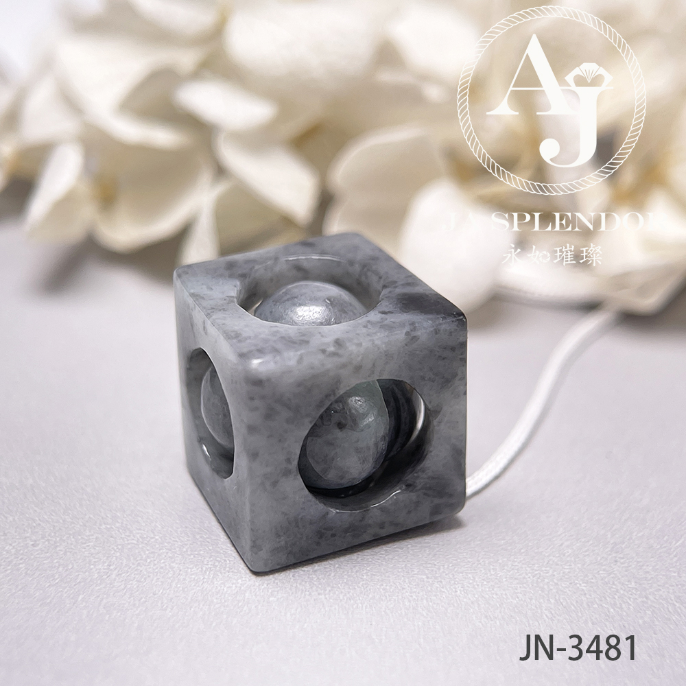 JN-3475/81/82/84 天然翡翠A玉 烏鷄招財進寶骰子吊墜