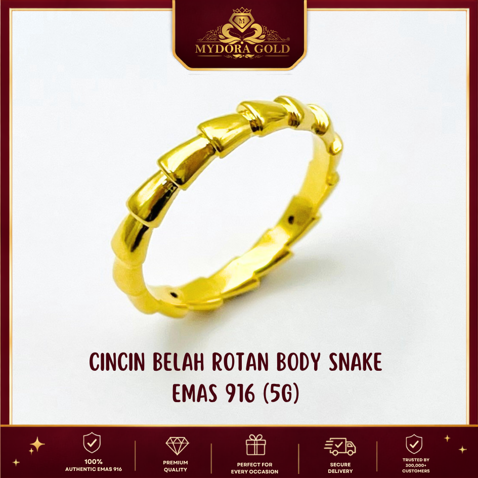 MYDORA Cincin Belah Rotan Body Snake (5G) l EMAS 916/22K