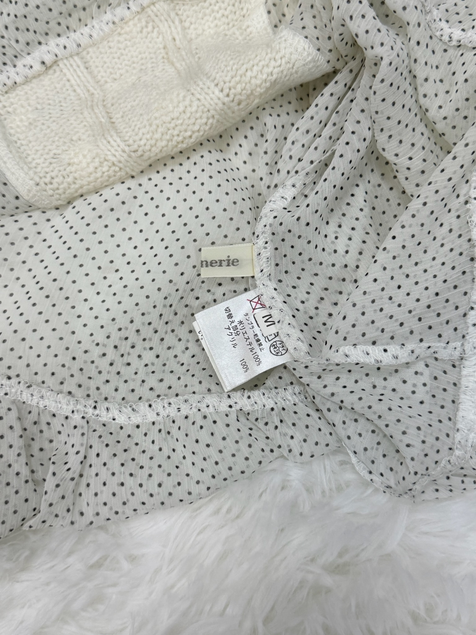 Sleeveless Polka Dot Dress with Cable-Knit Splicing