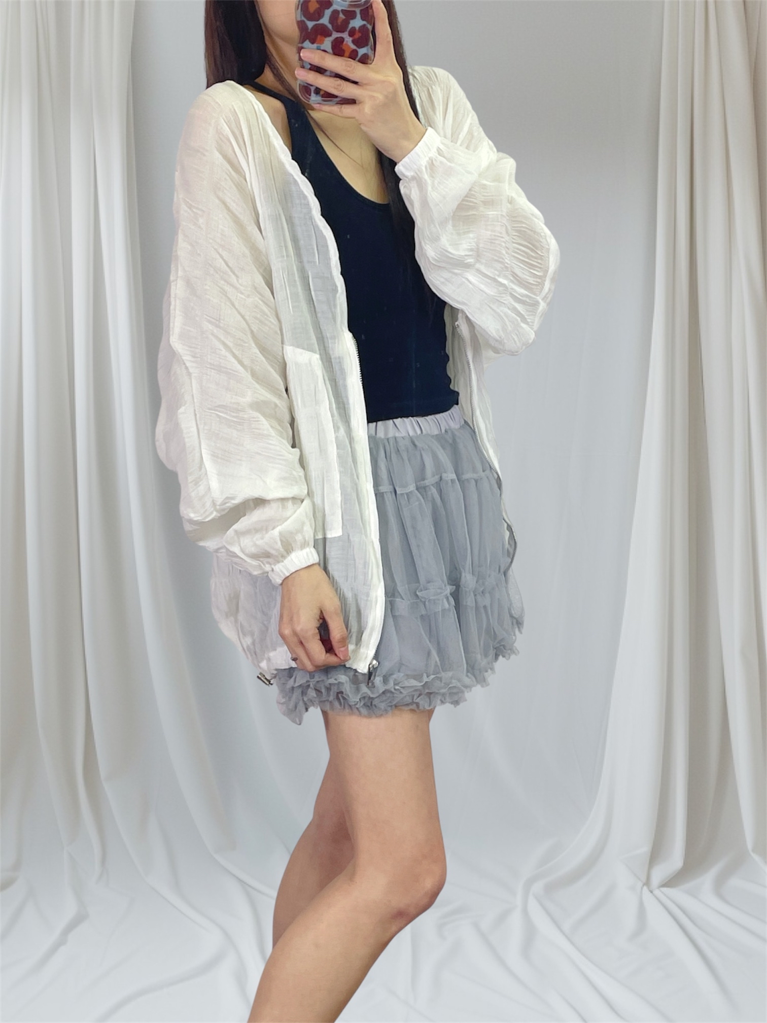 K5550 縐紋雪紡束腳外套