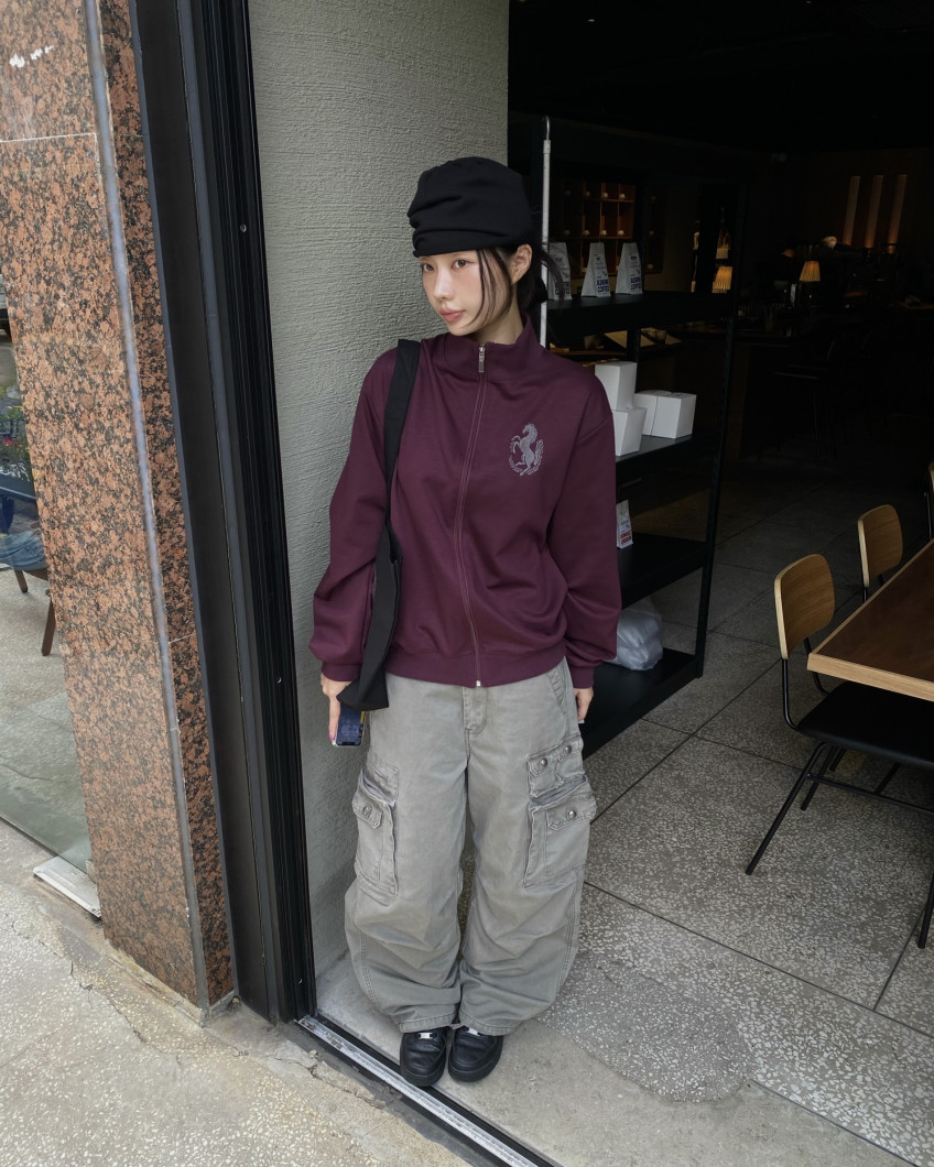 Graphic High-Neck Zip-Up