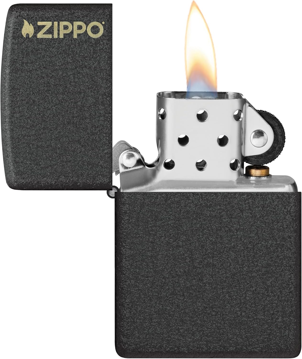 美國製造 | Zippo指定經銷商 Zippo 236ZL 經典標誌打火機 – 黑裂紋雷射刻 Zippo 徽章Classic Logo Lighter–Black Crackle Laser-Engraved Zippo Emblem