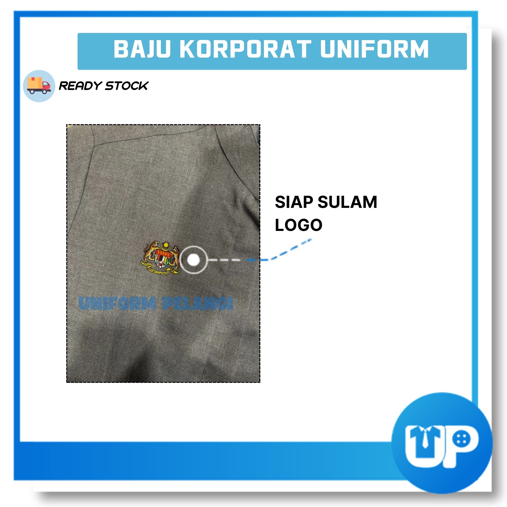 Baju Korporat KPM Wanita Denim Hitam Soft Lengan Panjang Denim Black Corporate Shirt Uniform with logo