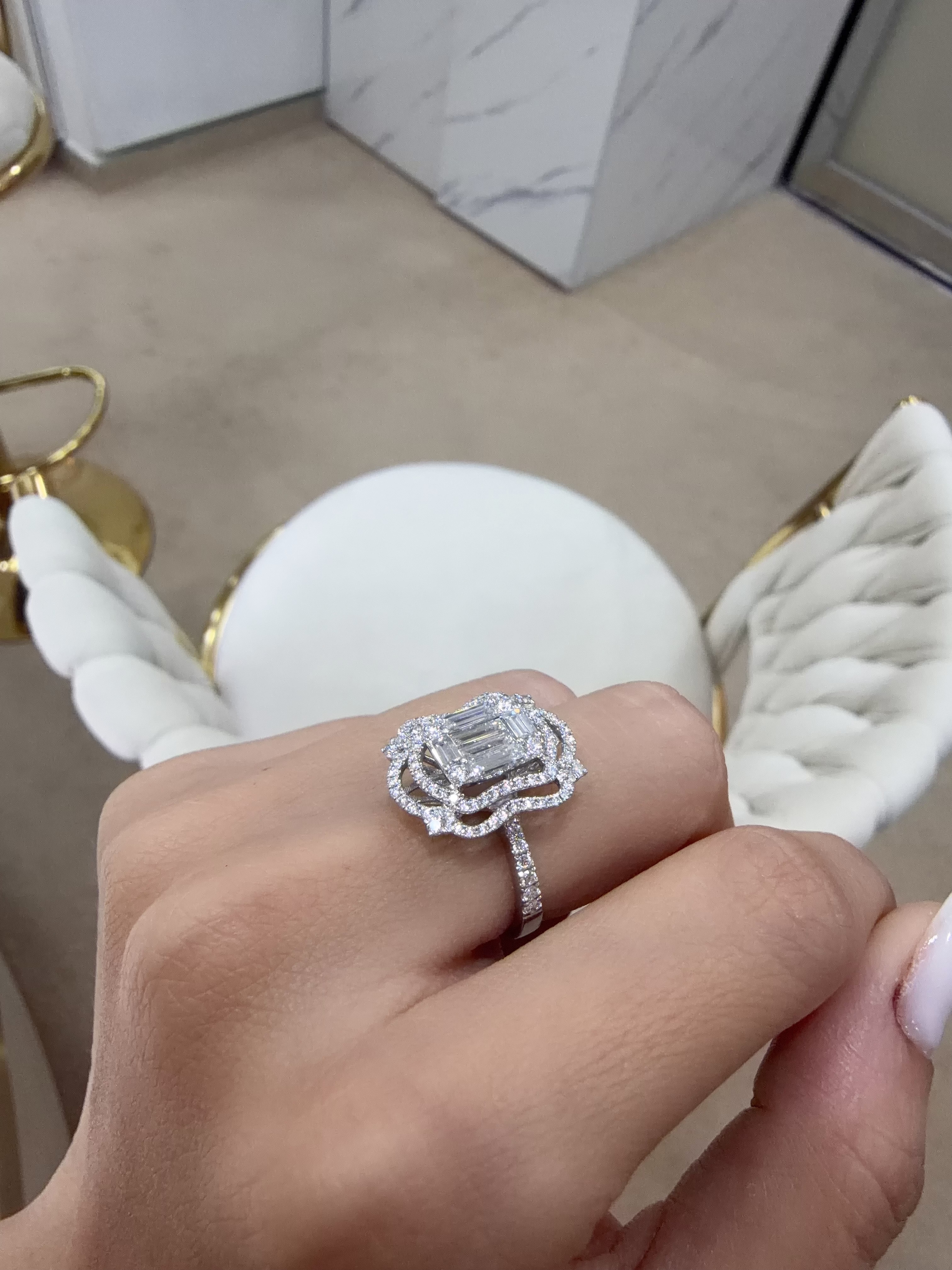 Emerald Cut Natural Diamond Ring