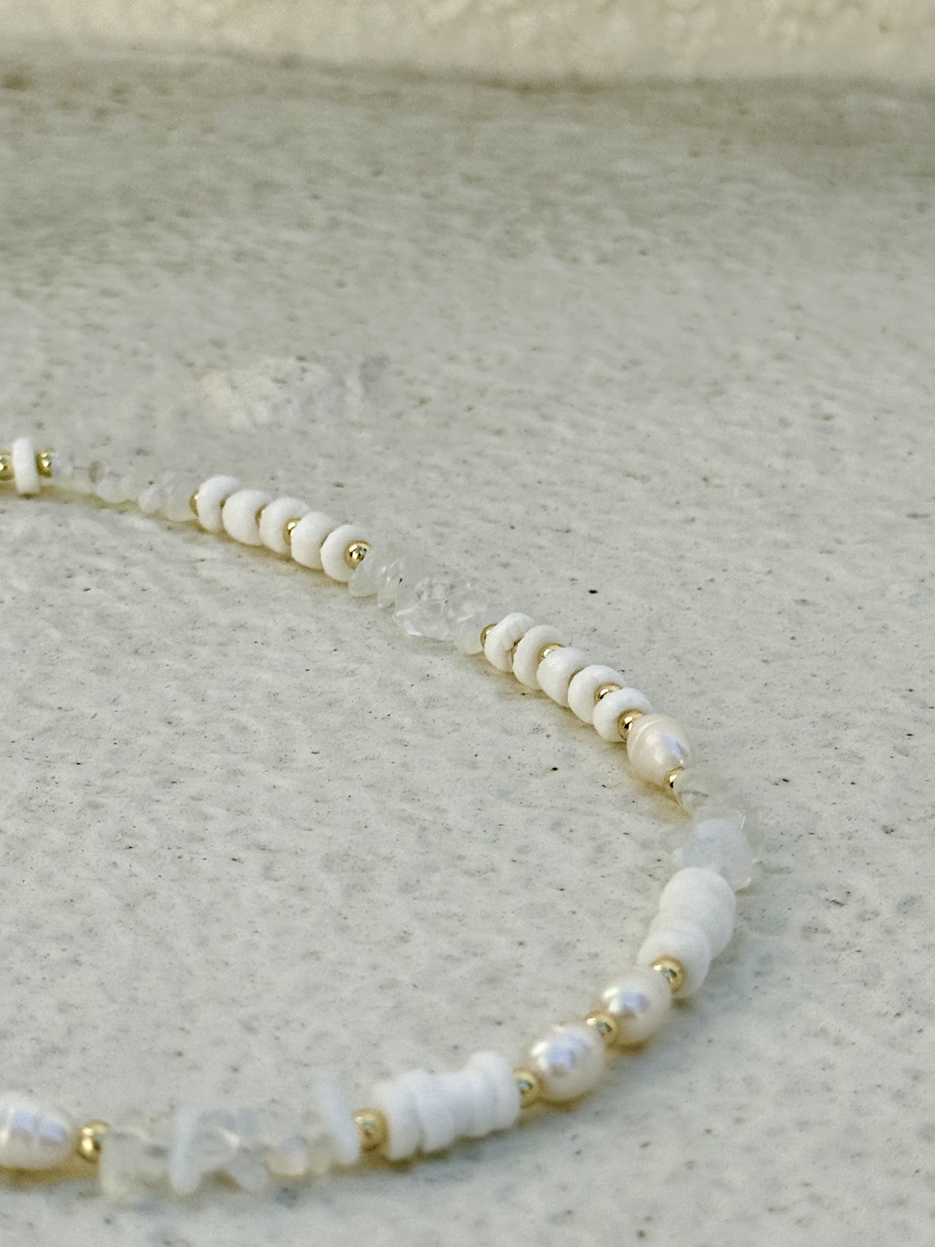 White stone stainless necklace