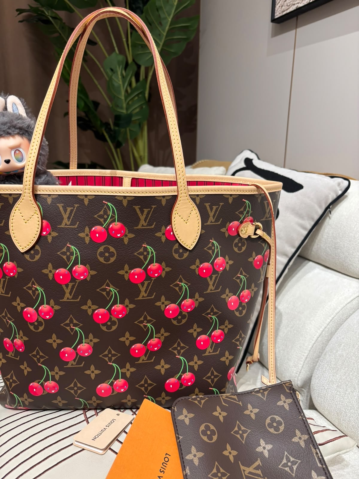 未使用品 Lv neverfull mm x TM M13263 cherry  Takashi Murakami Brown Monogram Cherises Neverfull MM 2025 100%Authentic, Unused未使用品 ✅收據✅Pouch✅Dust bag 