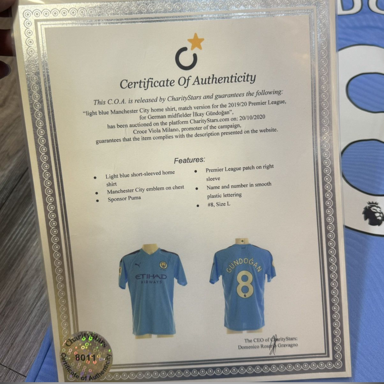 Manchester City 19/20 Match issued home shirt #8 Gundogan