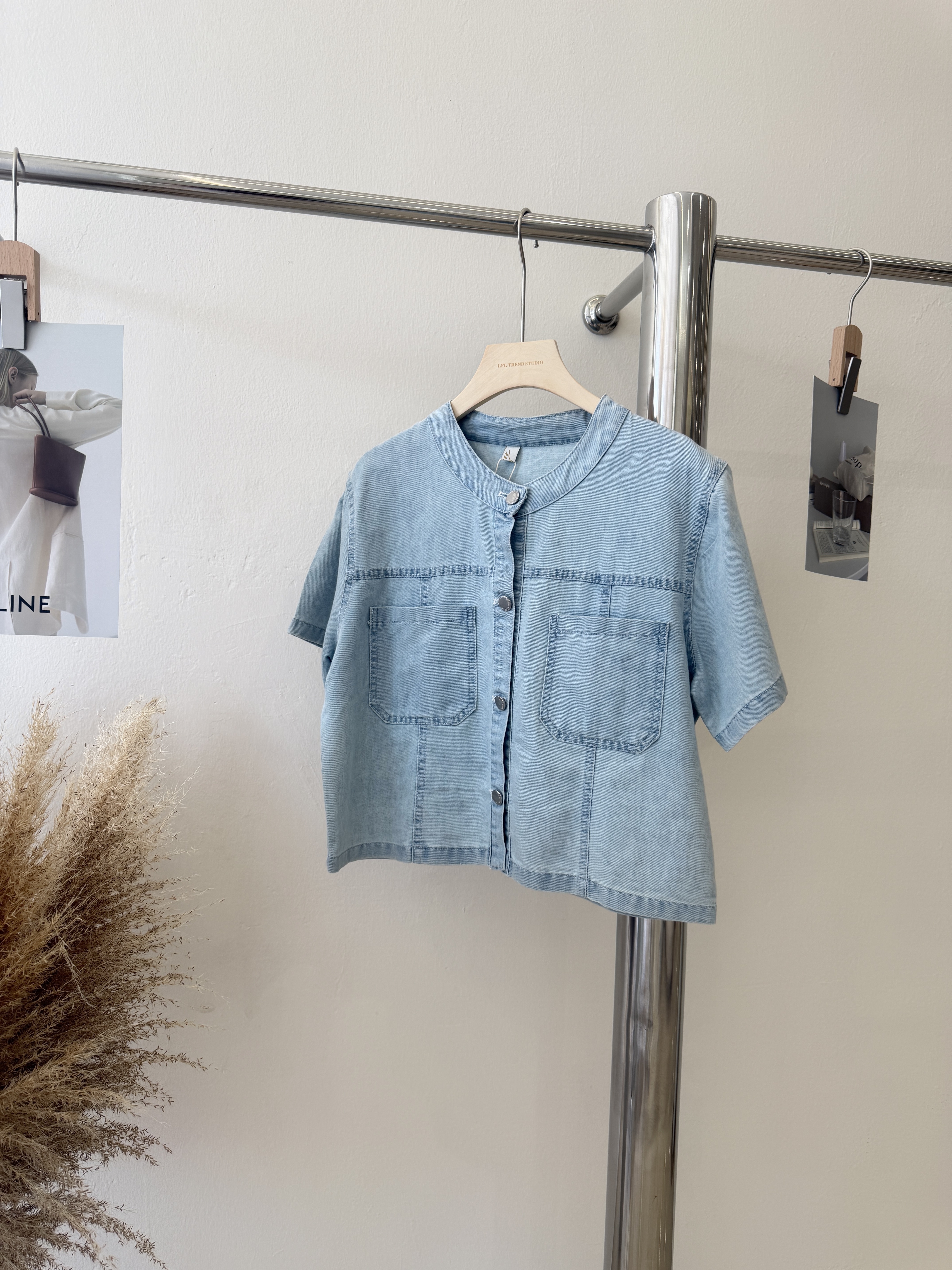 6515 气质圆领牛仔短袖