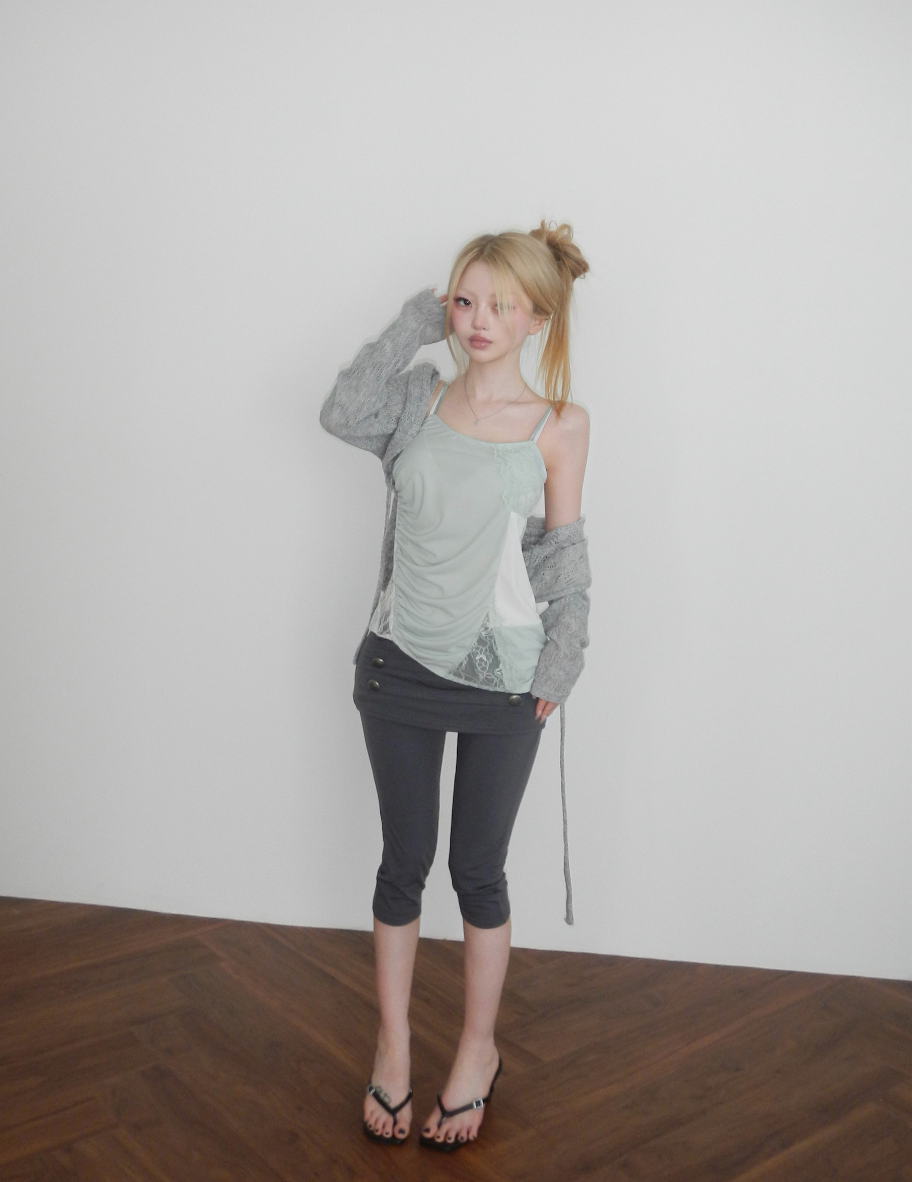 Cropped Hooded Knit Cardigan
