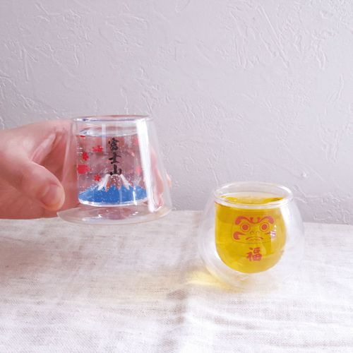 🆕【⭐訂購⭐】🇯🇵日本直送 🌀富士山🗻/達摩造型 雙層隔熱玻璃杯［2款選］ 🌀 [ELCD-0161][260402]