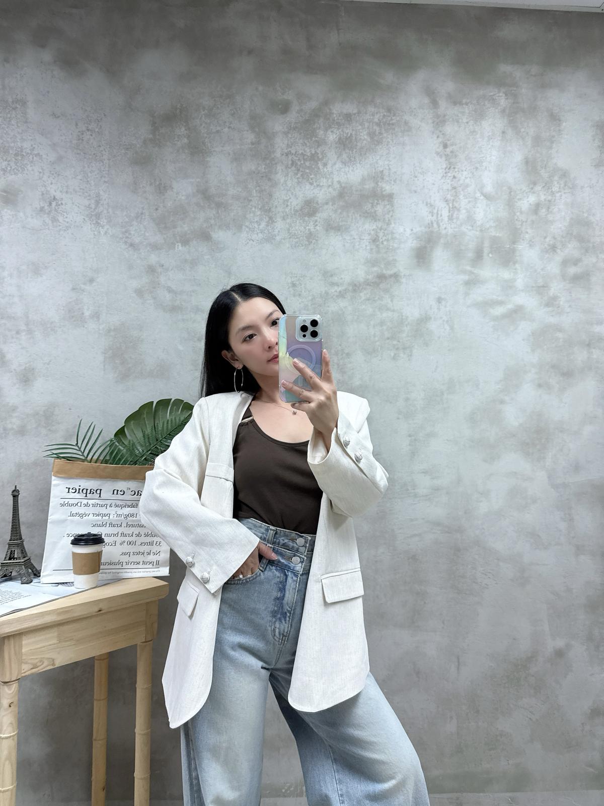 B06 銀扣方領長Bra top