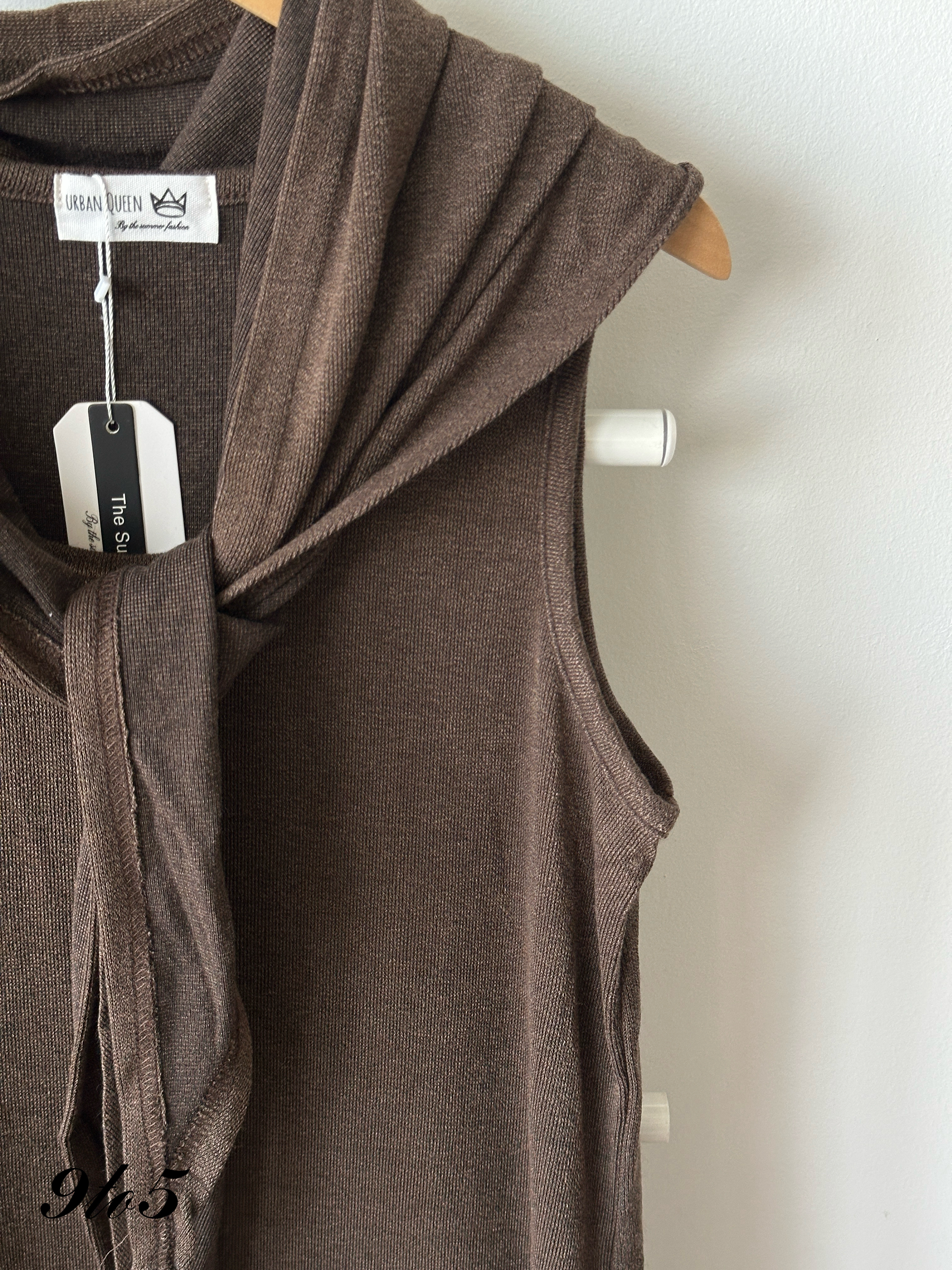 D2359 Sleeveless Long Dress - Black & Brown
