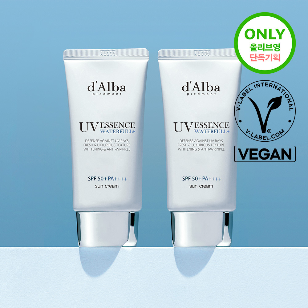 d'Alba Waterfull Essence Sun Cream 水潤精華防曬霜 SPF50+ PA++++ 50ml+50ml | Olive Young優惠套裝