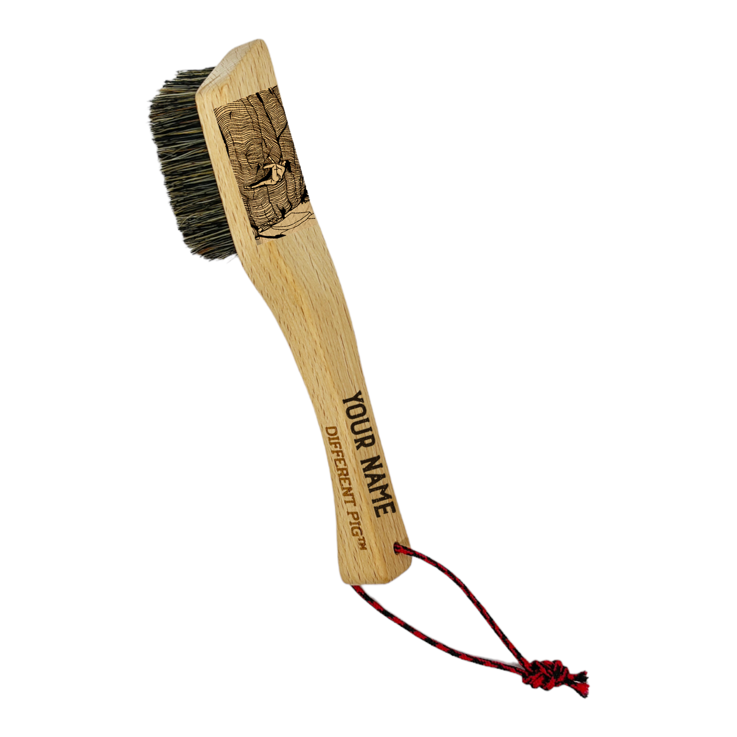 【來圖訂製】𝗗𝗜𝗙𝗙𝗘𝗥𝗘𝗡𝗧 𝗣𝗜𝗚™ OG brush with paracord fully customised by you 刻圖大豬攀岩掃