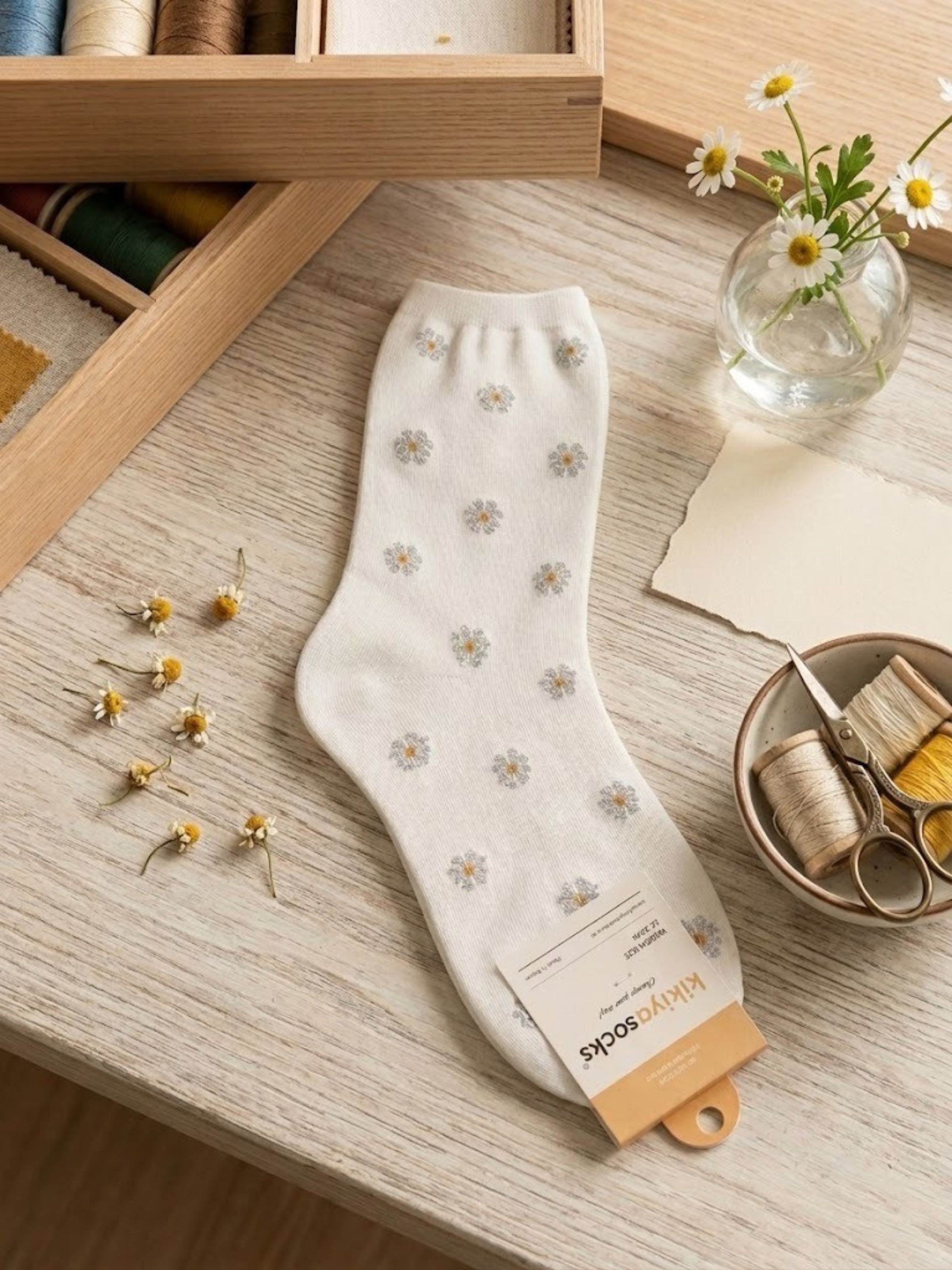 Korean Blink Daisy High Crew Socks